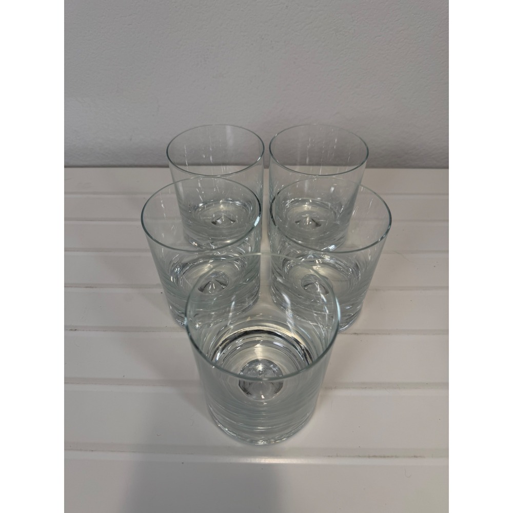 Set of 5 Heavy Base Whiskey Rocks Glasses Clear Lowball Tumblers 3.75 Inch